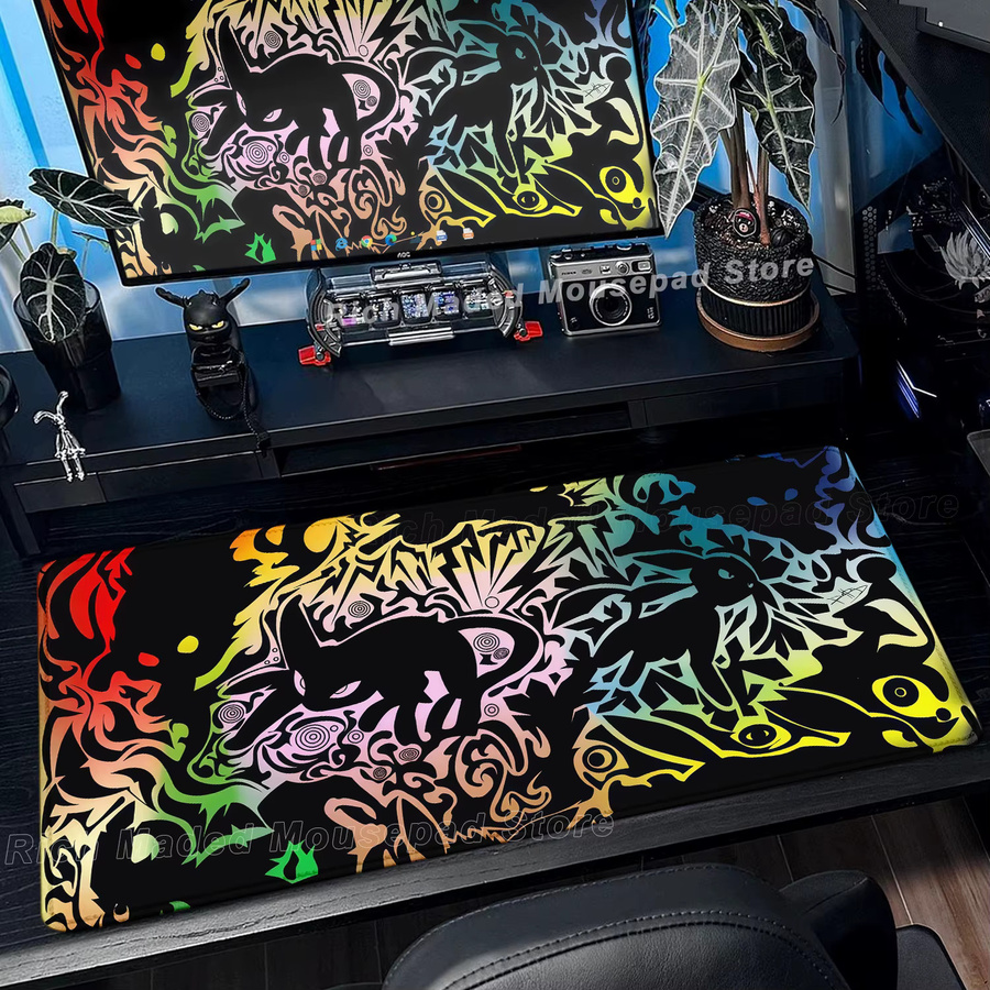 Potdemiel Gaming-Mauspad Anime Eevee Design, Erweiterte Schreibtischunterlage für PC und Laptop, Multicolour - Bild 1
