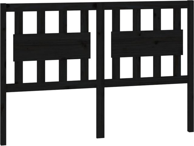 vidaXL Kopfteil aus Massivholz Kiefer in Schwarz, B/T/H: 145,5 x 4 x 100 cm - Bild 1