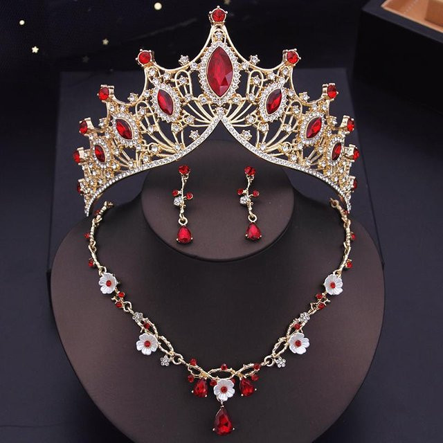 YIRAN Jewelry Schmuck-Set, Messing, Goldfarben, Kristall, Damen - Bild 1