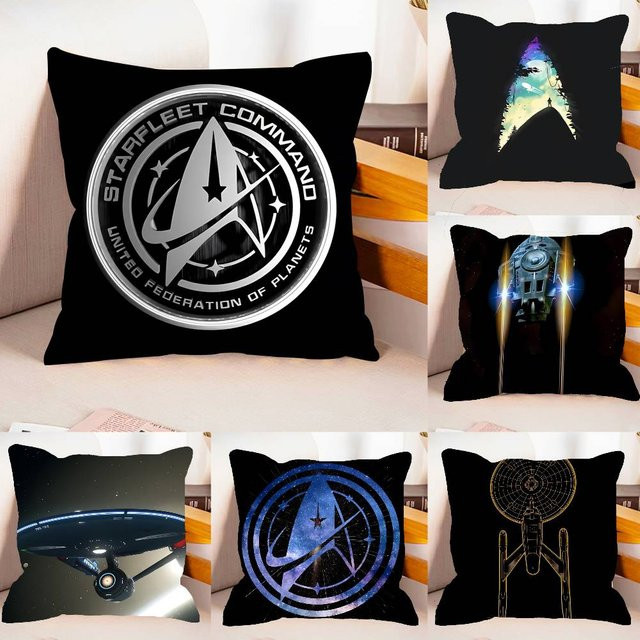 52TOYS S-Star T-Trek Ship Kissenbezug mit Grafikmuster in Schwarz, B/T/H: 40 x 40 x 40 cm - Bild 1