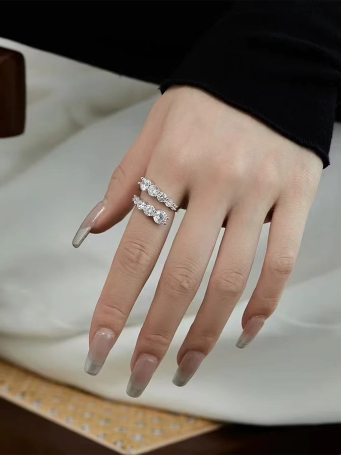 KAHOOT Offener Ring 925 Silber, Moissanit, Unisex, Einheitsgröße - Bild 3