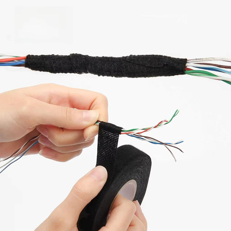 TFAAI Hitzebeständiges Stoffband Schwarz, 15 Meter klebendes elektrisch isolierendes Gewebeband zum Schutz von Autokabelbäumen - Bild 7