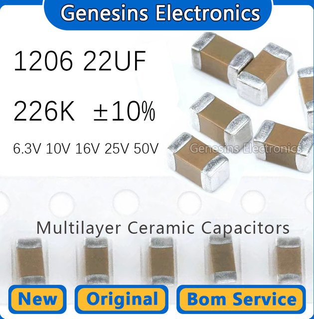 10 Stück Chiptowin SMD-Keramikkondensatoren 1206 22 UF 226 K X7R braun - Bild 1