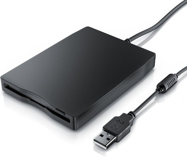 CSL Externes USB Diskettenlaufwerk FDD 1,44MB für 3,5 Zoll Disketten in Schwarz - Bild 1