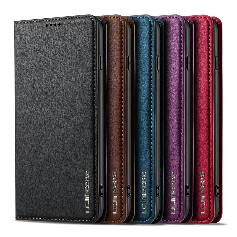 Leder Magnet Schutzhülle für Samsung Galaxy S24 Ultra S23 S22 S21 Plus S20 FE Flip mit Standfunktion in Blau und Lila - Bild 5