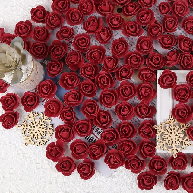 50 Stück Künstliche Rosenköpfe aus PE-Schaum für Hochzeit und Dekoration in Weiß und Rot - Bild 1