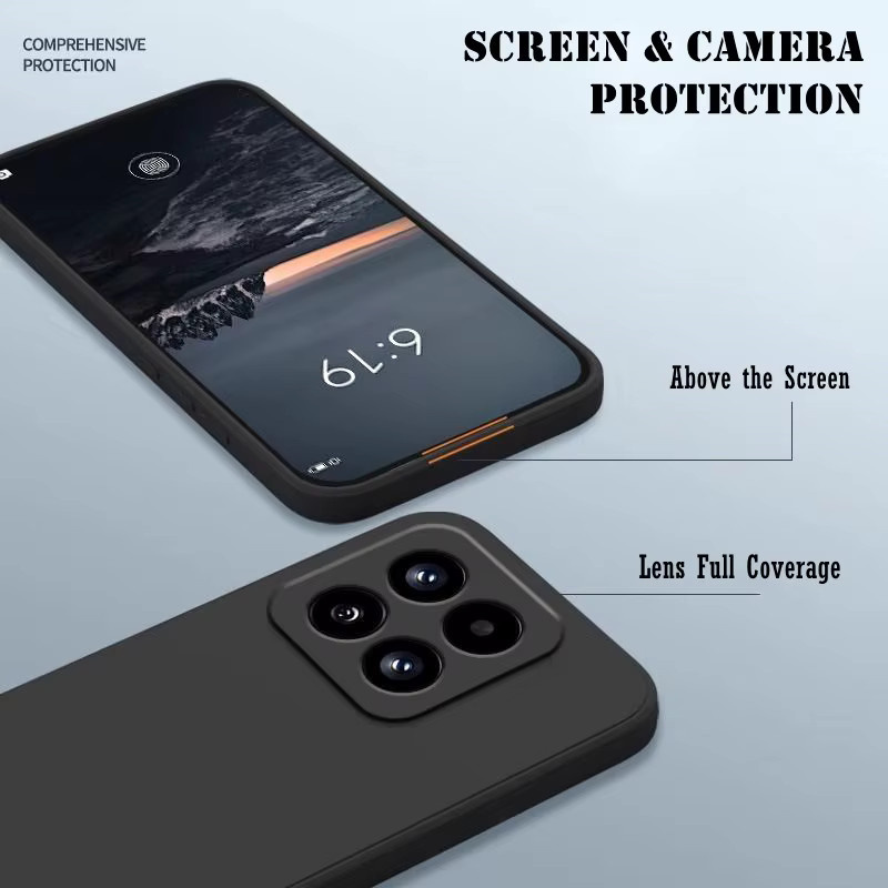 Stoßfeste Silikon-Handyhülle für Xiaomi 13 14 15 13T 14T 15T Pro Max mit integrierter Flussschicht in Schwarz - Bild 2