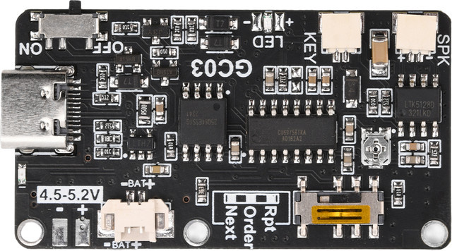 Aideepen GC03 Aufnahmekarte mit Lautsprecher und MP3-Download, Bewegungsgesteuertes Sprachmodul mit USB-C, Schwarz - Bild 1