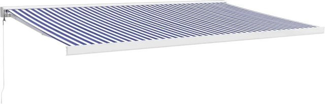 vidaXL Markise einziehbar Blau und Weiß gestreift aus Aluminium und Polyester B: 500 cm, T: 300 cm - Bild 1