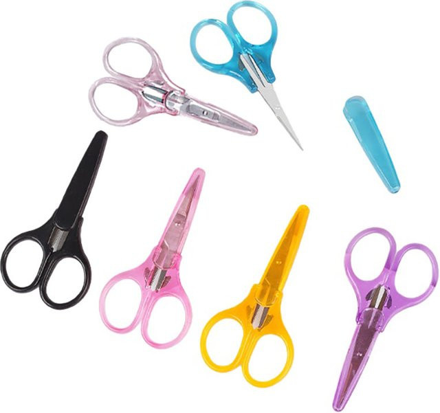 TWBEB 6-teiliges Mini-Bastelscheren-Set in Pink aus Metall und Kunststoff für Präzisionsarbeiten beim Scrapbooking, Nähen und Basteln - Bild 1
