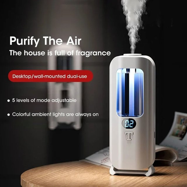 NOCCLILI Intelligenter Mini-USB Ätherisches-Öl-Diffusor mit 5-Gang Einstellung für Zuhause und Toilette, Aromatherapie-Zerstäuber zur Geruchsneutralisierung, Weiß - Bild 1