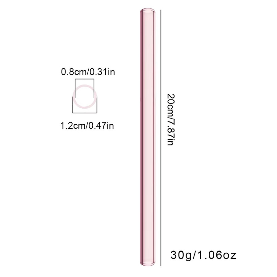 JAOER Boba-Strohhalme aus Glas, 4 Stück, transparent und pink, Durchmesser: 12 mm, wiederverwendbare Glasstrohhalme für Bubble Tea und Smoothies - Bild 2