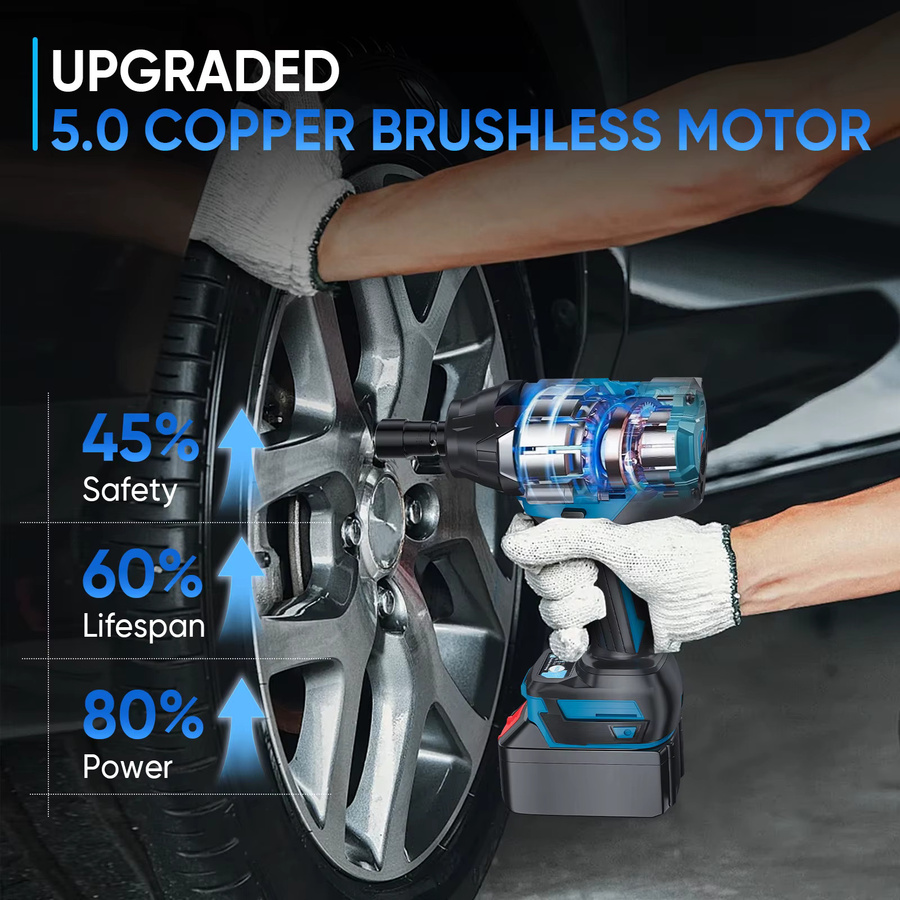Makita Bürstenloser Schlagschrauber 1/2 Zoll mit 1800Nm Drehmoment, Blau, kompatibel mit Makita 21V Akku LXT - Bild 4