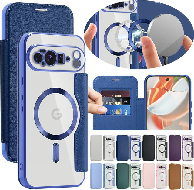 Magnetische PU-Leder-Klapphülle für Google Pixel 7A 8A 9 10 Pro 9A XL mit Kartenfach und Wallet-Funktion in Pink - Bild 1
