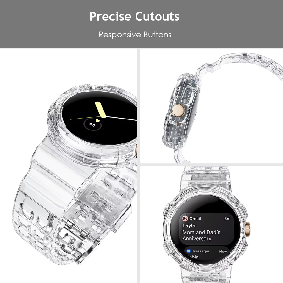 I LOVE LUO Uhrenarmband, Kunststoff, Transparent, Google Pixel Watch 4 3 2, 41 mm - Bild 4