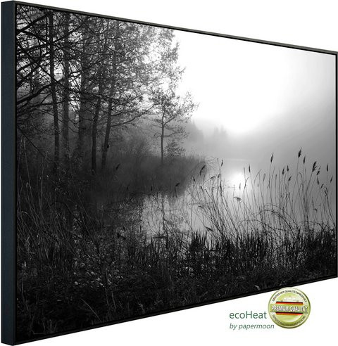 papermoon EcoHeat Infrarotheizung See im Wald Schwarz Weiss Matt-Effekt mit App-Steuerung und Überhitzungsschutz - Bild 1