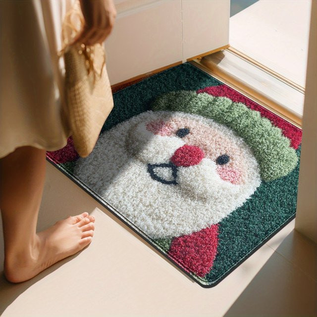 VIKAMA Teppich mit Weihnachtsmann-Motiv, rechteckig, mehrfarbig, maschinengefertigt, rutschfest und waschbar für Wohnzimmer, Schlafzimmer oder Flur - Bild 1