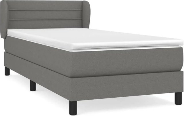 vidaXL Boxspringbett Hybrid mit Matratze und Taschenfederkern, Dunkelgrau, B/T/H: 80 x 200 x 88 cm - Bild 1