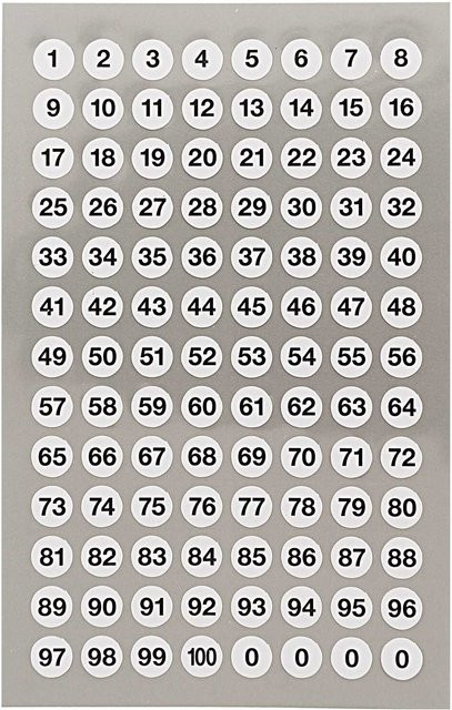 Rico Design Paper Poetry Office Sticker Punkte mit Zahlen in Weiß, Durchmesser: 8,5 mm, 4 Bogen - Bild 1