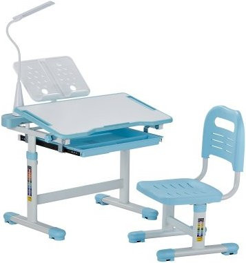 VEVOR Kinderschreibtisch Set mit Stuhl und Tischlampe in Blau, höhenverstellbar von 53 bis 71 cm, mit neigbarer Schreibtischplatte für Schlafzimmer und Lernzimmer - Bild 1