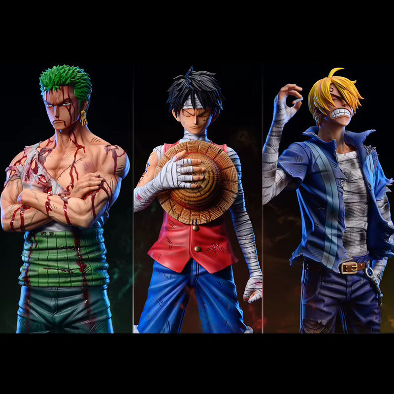 Bandai One Piece Anime Figuren Set Luffy Roronoa Zoro Vinsmoke Sanji PVC-Statue in stehender Pose, mehrfarbig, Höhe: 30 cm - Bild 2