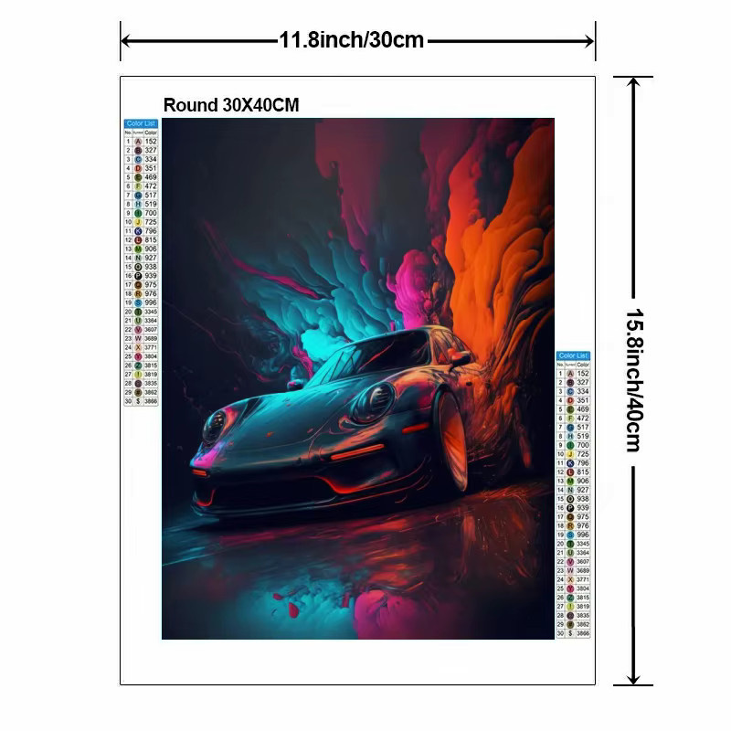 Potdemiel 5D DIY Diamantmalerei Set mit modernen Supersportwagen in Multicolour, Rund-Mosaik für Kinder, B/H/T: 30 x 20 x 20 cm - Bild 2