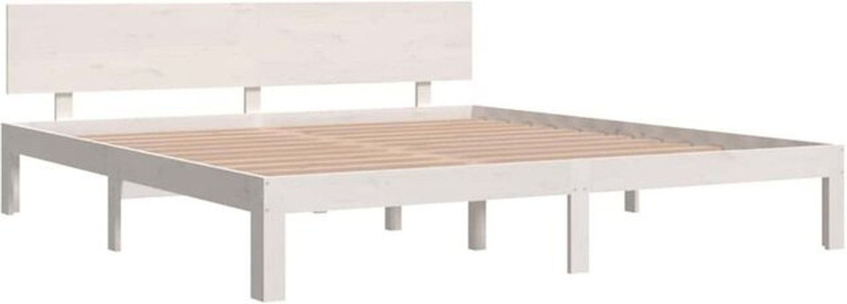 Massivholzbett aus Kiefer von Vidaxl in Weiß, Modernes und Minimalistisches Design, B/T/H: 180 x 200 x 69,5 cm - Bild 1