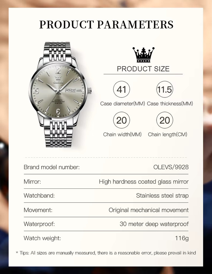 OLEVS Armbanduhr Edelstahl, Automatik, Silber, Herren - Bild 6