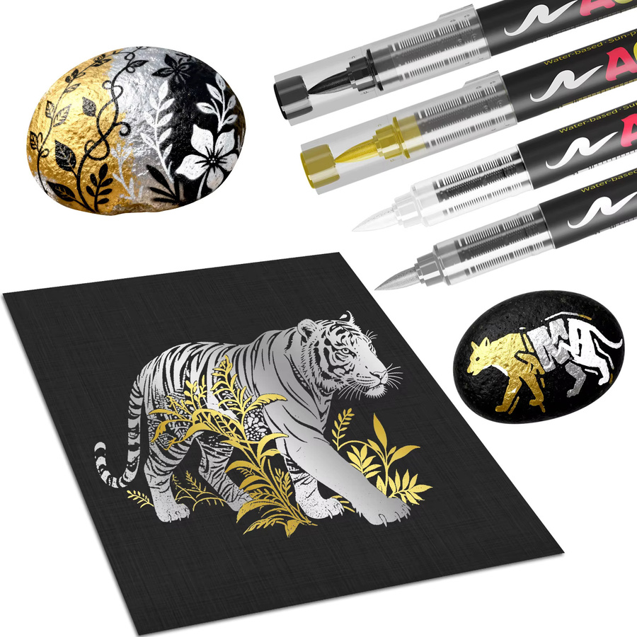 12er-Pack Flüssig-Acrylmarker Set in Gold und Silber für Kunstzeichnung und DIY-Bastelarbeiten - Bild 6