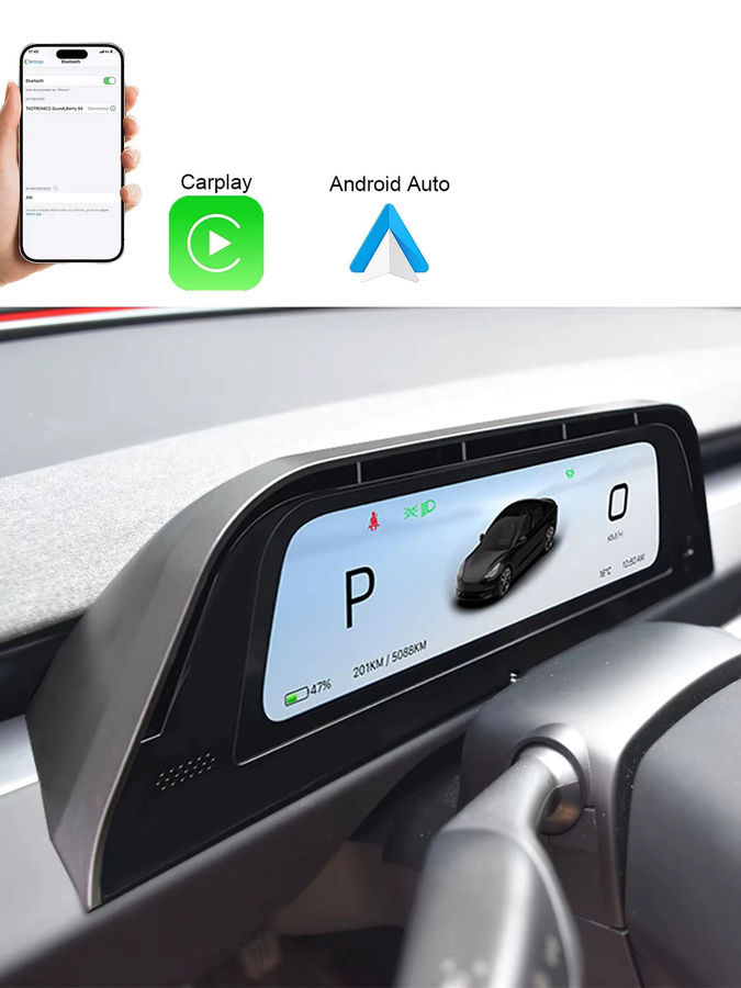 CATRONICS Big Air Vent HUD Display für Tesla Model 3 Highland 2024-2026 und Model Y Juniper 2025-2026, 9,6 Zoll, Schwarz, mit CarPlay Unterstützung und mehrsprachiger Anzeige - Bild 6