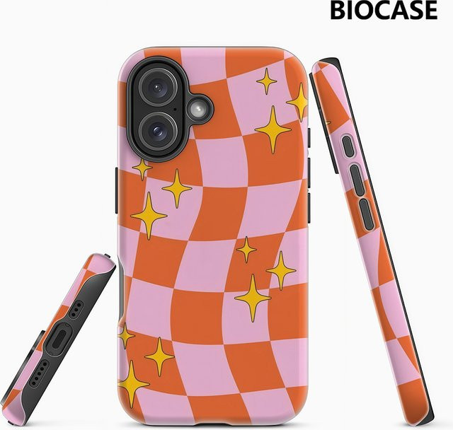 Checker Stars Handyhülle mit doppelschichtiger Rückseite für iPhone 17 16 15 14 13 12 Pro Max Plus, Multicolor - Bild 1