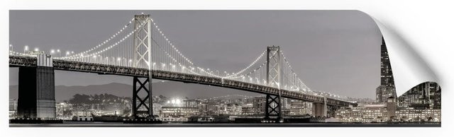 Myspotti Küchenrückwandfolie San Francisco in Tile-Look, Selbstklebend, B: 220 cm, H: 60 cm, Schwarz-Weiß-Grau - Bild 1