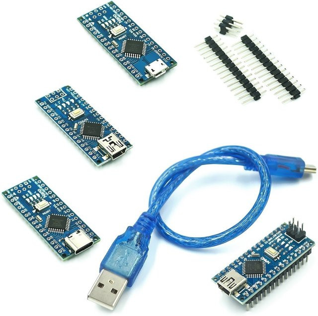 Arduino Nano Mini mit USB-C und Micro USB, ATmega328P, 16MHz, Bootloader-kompatibler Red Controller, Blau - Bild 1