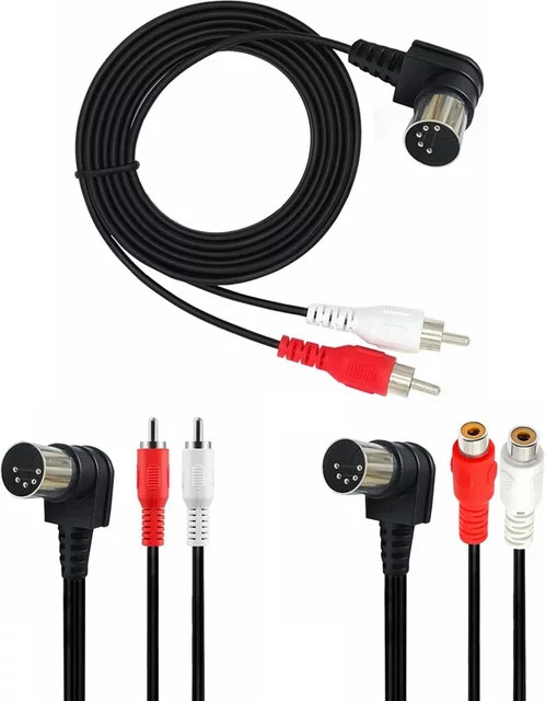 QinMSY 5-poliges DIN-Midi-auf-2-RCA-Audiokabel in Schwarz für Naim und Quad Stereo-Systeme, 90 Grad Rechtswinkel - Bild 1