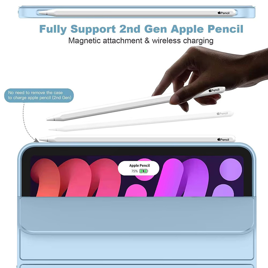 Magnetische Smart Cover Hülle für iPad mini 7 (A17 Pro) und iPad mini 6 (8,3 Zoll) in Blau von tzion - Bild 2