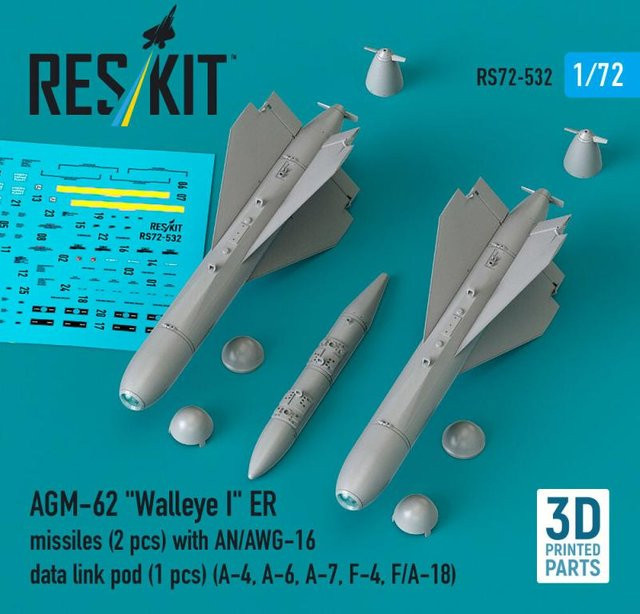 ResKit Models AGM-62 Walleye I ER missiles mit AN/AWG-16 data link pod, 3D Printed, 1:72 - Bild 1