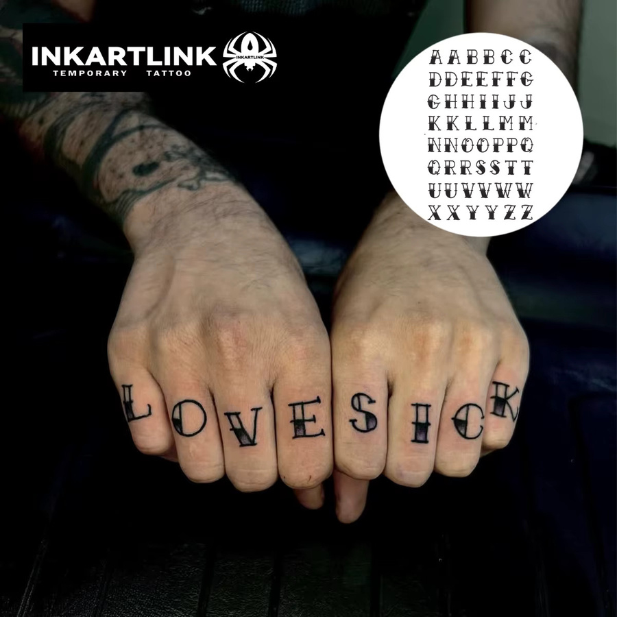 INKARTLINK Temporäres Tattoo, englisches Alphabet, wasserfest, semi-permanent - Bild 2
