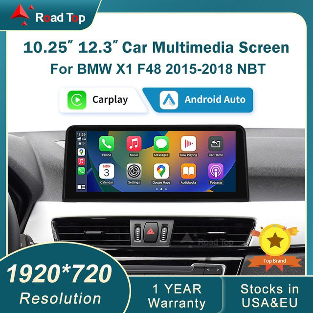 RoadTop 12,3 Zoll RT Wireless Carplay Multimedia Touchscreen für BMW X1 F48 2015-2017 NBT iDrive Android Auto Kopf Einheit in Schwarz - Bild 1