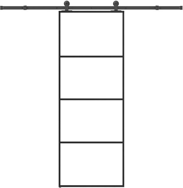 vidaXL Schiebetür modern aus ESG-Glas und Aluminium in Schwarz und Transparent, B: 76 cm, H: 205 cm - Bild 1