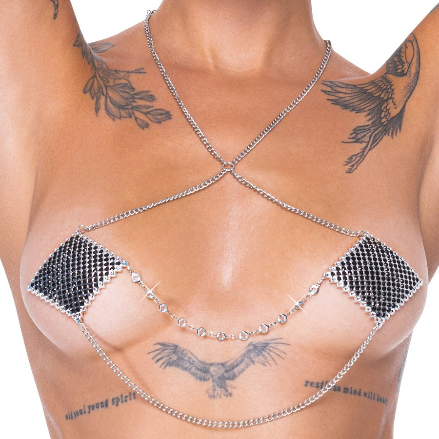 Cottelli ACCESSOIRES Nippelsticker Square mit Hals- und 2 Verbindungsketten, Unisex - Bild 3