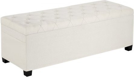 VEVOR Sitzhocker mit Stauraum und Seitentaschen, gepolsterte Ottomane mit Button-Tufting und Metallrahmen, Beige, B/T/H: 110 x 40 x 40 cm - Bild 1