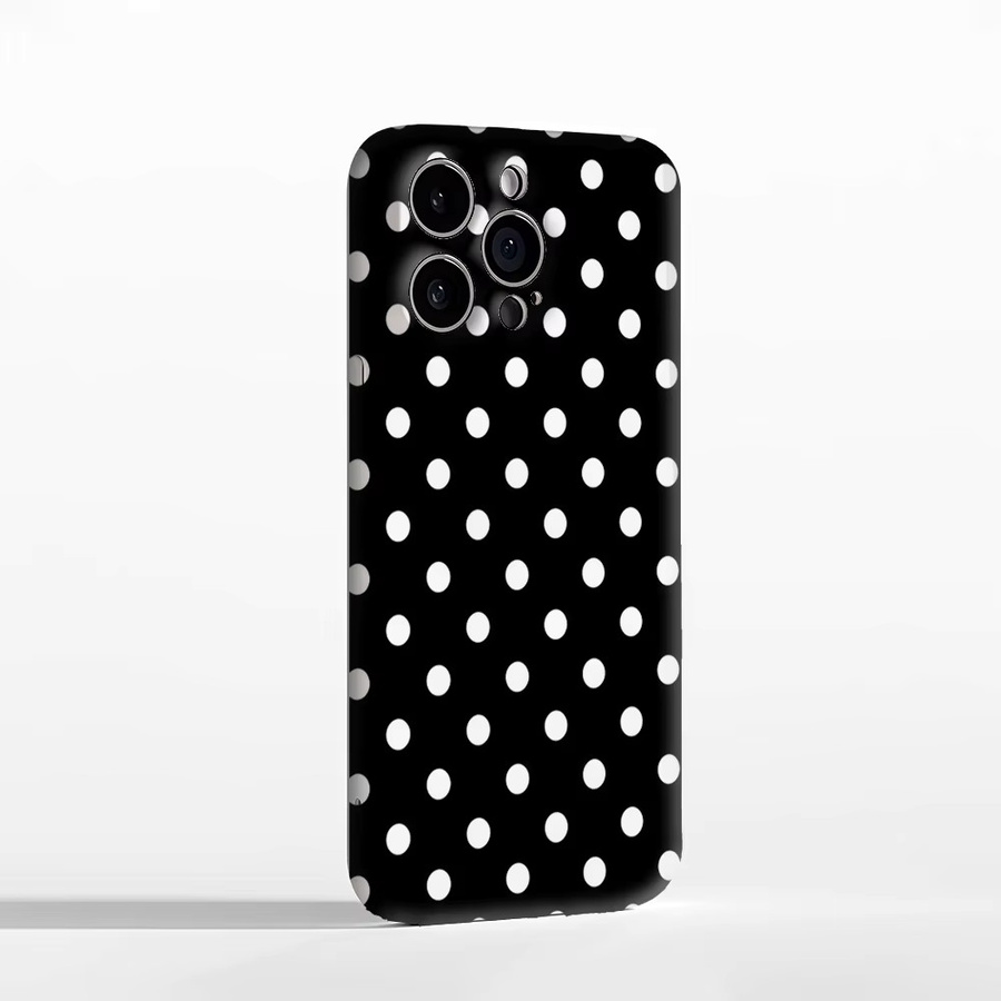 Luxuriöse iPhone Schutzhülle mit schwarz-weißem Polka Dot Muster in Doppelschicht-Bauweise für iPhone 17 bis iPhone 7/8 Modelle - Bild 2