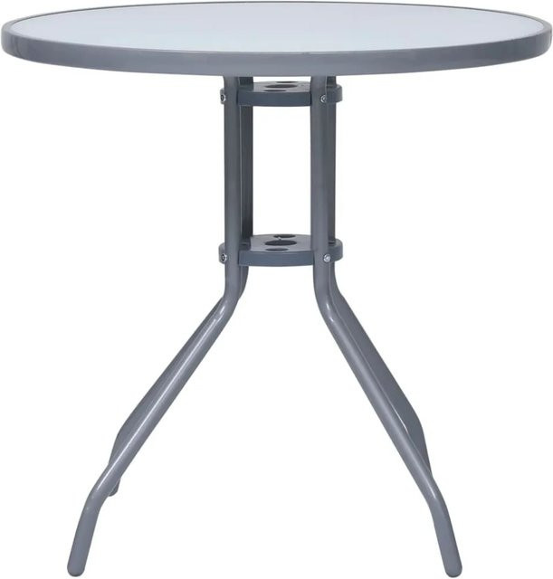 Furnicato Gartentisch rund aus Stahl und Glas in Grau, B/T/H: 80 x 80 x 72 cm - Bild 1