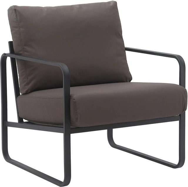 DELUKE Lounger Sessel JAKART Clubsessel aus Kunstleder in Braun mit Metallgestell, B/T/H: 70 x 74 x 82 cm - Bild 1