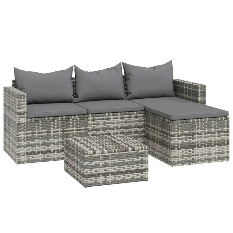vidaXL 3-tlg Garten-Lounge-Set Modell 6 aus Poly Rattan in Grau und Anthrazit mit Kissen - Bild 2