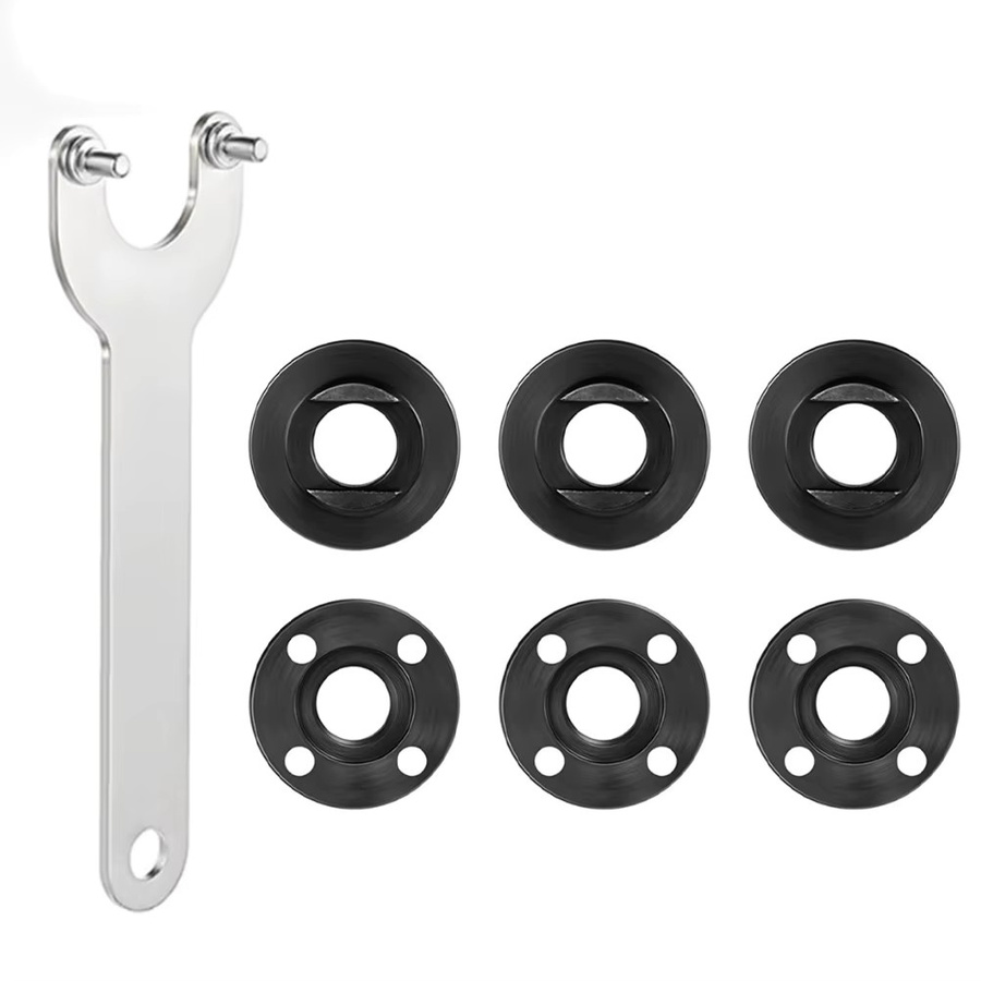 TOOLTOP 7-teiliges Winkelschleifer-Druckplattenschlüssel-Set in Silber mit Innen- und Außenflanschmuttern für 5, 8 und 11 mm - Bild 3