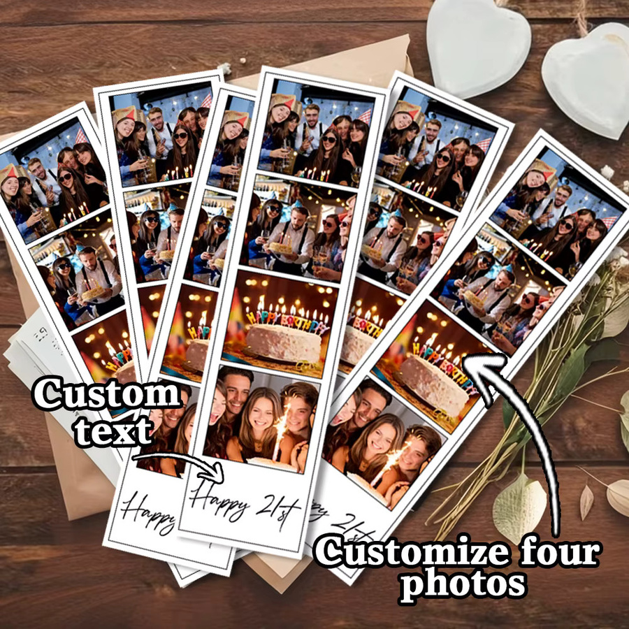 WEIGAO Personalisierte Fotodrucke für Fotoboxen mit individuellem Text und 4 Fotos pro Streifen als Partydekoration für Geburtstag oder Party - Bild 5