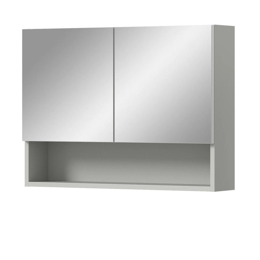 Inn.Furn Spiegelschrank Carlo Grau, 2-türig mit Soft-Close und internen Regalen, B: 74 cm, H: 55 cm, T: 17 cm - Bild 2