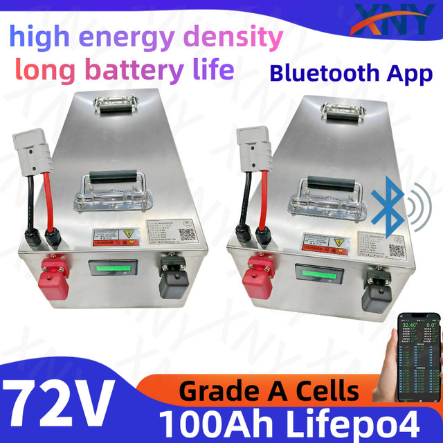 DIXSG 72V 100Ah LiFePO4-Akkupack für Elektroautos mit Bluetooth-BMS und 87,6V 10A Ladegerät in Silber - Bild 1