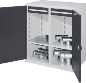 Kappes Schwerlastbeistellschrank Mod. 73 in Grau mit Doppelwandtüren, Regalböden, Schubladen und Schloss - Bild 1